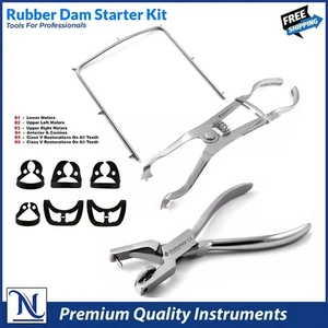 Rubber Dam Instruments Kit Brinker Clamps Ainsworth Forceps Light Ivory Frame CE - Picture 1 of 4