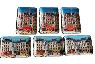 Six Michel Delacroix  Melamine Tip Summer Evening Trays 6 x 4” Italy 70’s - Image 1 of 4