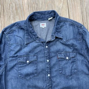 Levi’s Hemd Herren Blau Denim Jeans Pearl Snap Pocket Flap Western XXL - Bild 1 von 13
