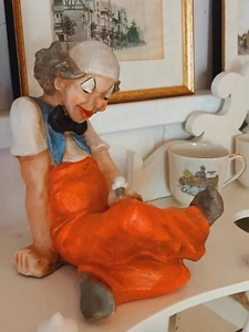Lebensfroher sitzender Clown mit Ente von Susanne Juretzek signiert -L521 - Bild 1 von 9