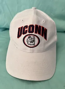 Vintage UConn Huskies Adjustable Back Cap Hat in White with Blue & Red letters - Picture 1 of 6