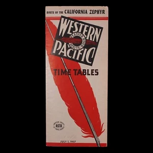 Vintage Western Pacific Railroad Feather River Route Fahrpläne 1. Juli 1957 - Bild 1 von 4