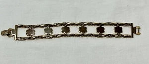 Brazalete Modernista Amplio Tono Dorado Vintage Firmado - Imagen 1 de 6
