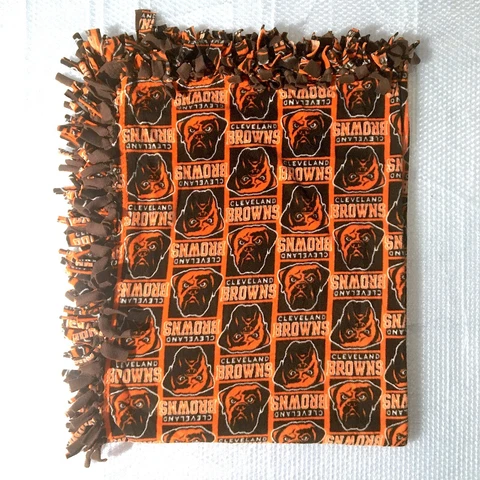 NFL Cleveland Browns Dawg Pound Dog Logo Double-Layered Thick Fleece Blanket Cover