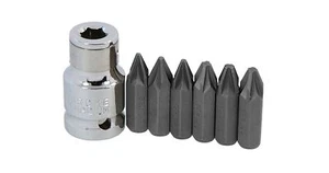 7pc Screwdriver Bit Set POZi No2 & No3 With 1/2" Drive Adaptor - Picture 1 of 2