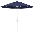 California Umbrella 9' Round Aluminum Market Umbrella, Crank Lift, Collar Tilt