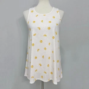 Sonoma Goods For Life Cream Lemon Print Flowy Tank Top Women's Size Medium M - Picture 1 of 16