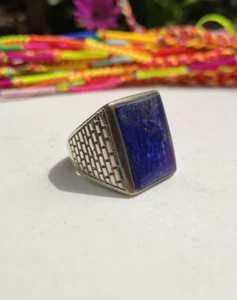 ANELLO UOMO ARGENTO 925 RING SILVER STERLING LAPISLAZZULI MISURA 23 U41 - Foto 1 di 10