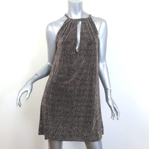 SAINT LAURENT (YSL) Saint Laurent Mini Abito Micro Borchie Halter Oro Rosa Nero Taglia Extra Small