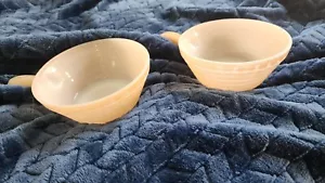 Fire King Iridescent Peach Luster Oven Ware Soup Bowl with Handle - Set of 2! - Picture 1 of 9