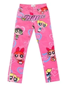 AONE4SURE The Powerpuff Girls Size LARGE Waist 32 Cartoon Pink Pants Unisex Rare - Picture 1 of 6