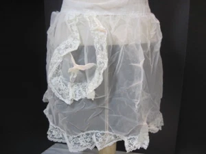 OLD RETRO KITCHEN HALF APRON SILK LACY SEE THROUGH - Picture 1 of 2