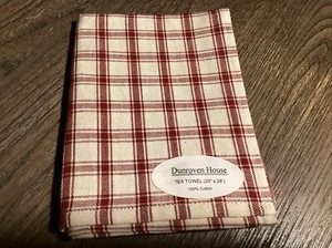 Dunroven House Tea Towels  20” X 28” Set Of 2  Burgandy Check NEW - Picture 1 of 2