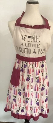 Enjoy your wine w/"Wine a little laugh a lot" apron  One Size  NEW - Image 1 of 4