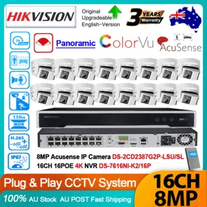 Hikvision 12MP 16CH 4K 8MP ColorVu Acusense Camera 2-Way Audio CCTV System Kit - Picture 1 of 28
