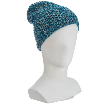 Gorro holgado acrílico tejido verde azulado escala escala LK196 para damas talla única con lentejuelas Foto 1 de 2
