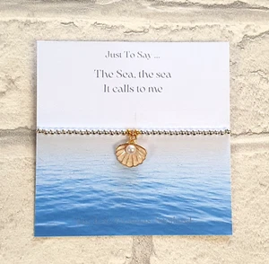 Just to Say... the sea calls to me shell pearl Stretchy Joma Style Bracelet - Picture 1 of 5