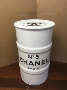 Metallfass 60 L WEISS GLÄNZEND Kanister Fass Truhe Deko Industrie Luxus - Bild 1 von 9