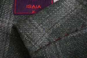 Isaia Rustic Tussah Silk Linen Wool Base Sanita Green Plaid Sport Coat 43S NEW - Picture 1 of 9