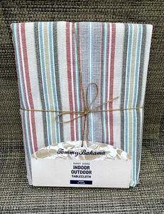 Tommy Bahama Hannah Striped Indoor Outdoor Patio Fabric Round Tablecloth 70" - Picture 1 of 9