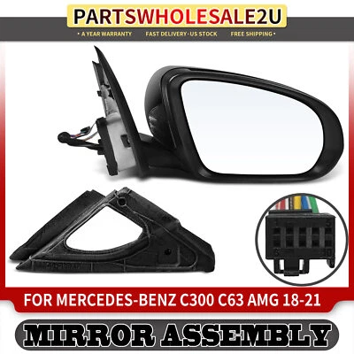 Черное хромированное зеркало с подогревом для правостороннего пассажира для Mercedes-Benz C300 C43 AMG - Изображение 1 из 4