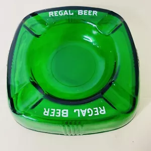 Vtg Regal Beer Emerald Green Glass Ashtray Promotional Memorabilia RARE - Picture 1 of 5