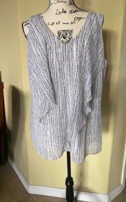 AB Studio Top Womens Black &White Tunic/Blouse Sheer Size XLarge - Image 1 of 4