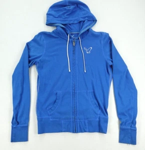 American Eagle Outfitters Full Zip Hoodie Sweatshirt Y2K Men's Blue Embroidered - Picture 1 of 18