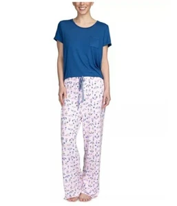 Hanes Comfort Sleep T-shirt & Pants Pajama Set Blue Size L 3169 - Picture 1 of 2