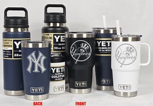 NEW YORK YANKEES YETI Laser Engraved Tumblers, Mugs, Can Colsters, Chug Bottles - Picture 1 of 3