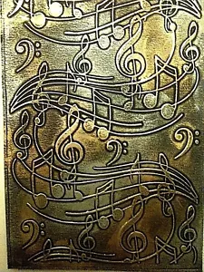 4 STUNNING Music Embossed Black Card Toppers With Gold and Silver Gilding Wax - Picture 1 of 3