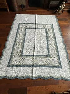 Antique Amish Made Hand Stitched Embroidered Quilt 79” X 109” - Picture 1 of 22