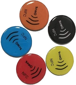 NFC Tag Anti-Metal Ntag 216 Tag Epoxy 3M iPhone Samsung Sticker RFID Tags - Picture 1 of 3