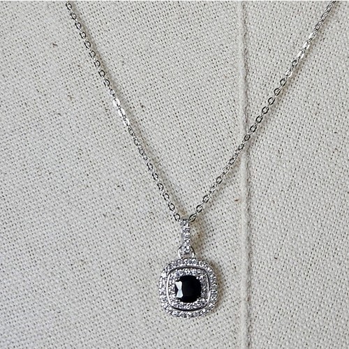 VETEMENTS Collana nuova con etichette Ryze onice nero e zirconi cubici trasparenti .925 argento sterling 18