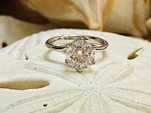 1.5ct Round Cut Moissanite Split Shank Solitaire Women Ring 14k WhiteGold Plated - Picture 1 of 8