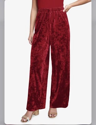 White Stag Crushed Velour Velvet Pants Wide Leg Burgundy Pants Trousers  22w/24w - Image 1 of 3