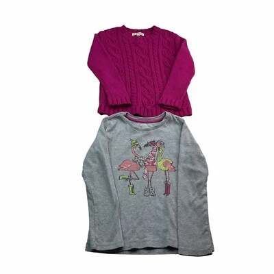 Girls Sweater Shirt Size 5 Size 5/6 Pink Gray Winter Holiday Christmas Cozy 1103 - Image 1 of 4