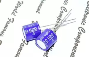 4pcs-SANYO 820uF 4V OSCON (OS-CON) Radial Aluminum Solid Capacitors - 4SP820M - Picture 1 of 5