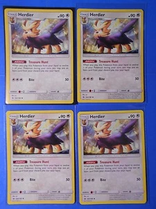 4x Herdier 104/149, 4x Lillipup 103/149 Pokemon TCG card Sole e Luna set base quasi nuovo - Foto 1 di 2