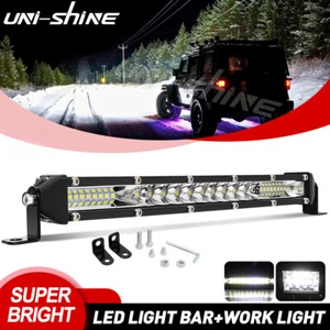 10inch LED Light Bar Spot Flood Combo for Truck SUV ATV Jeep Offroad Driving 12v - Picture 1 of 11