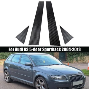 Fit For Audi A3 Sportback 2004-2013 Carbon Fiber Style Pillar Posts Window Cover - Picture 1 of 11