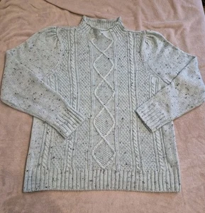 Talbot's Damen XL Pullover mit Zopfmuster und Stehkragen mintgrün - Bild 1 von 11