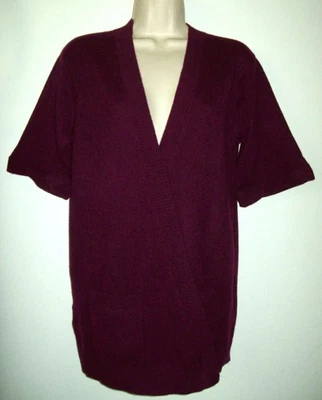 LOFT CASHMERE CARDIGÃ ABERTO SUÉTER MANGA CURTA BORDÔ TAMANHO MÉDIO. *Novo com etiquetas - Imagem 1 de 4