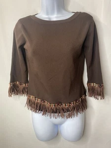 Joseph A. Womens Fringe Shirt Size Medium Southwestern Hippie Bohemian Western - Picture 1 of 12