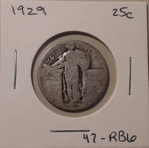 1929 Standing Liberty Quarter Philadelphia Mint 90% Silver US 25c coin (#47-RB6) - Picture 1 of 3