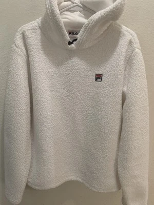Sudadera pulóver con capucha Fila Sherpa para mujer mezcla polar blanca talla grande Foto 1 de 4