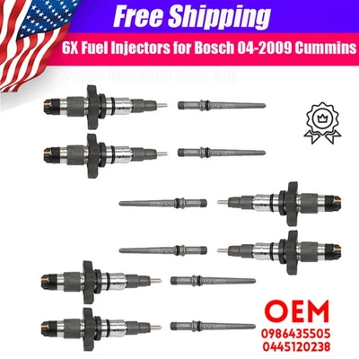 6 Fuel Injectors 0445120238 for Bosch 04-2009 Cummins Dodge Ram 2500 3500 5.9L - Изображение 1 из 4