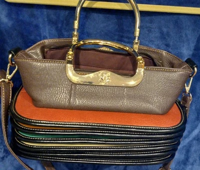 Bolso acordeón vintage de cuero vegano multicolor Foto 1 de 4