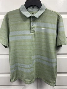 NIKE Golf Polo CAMISA DRI FIT RAYAS Verde MEDIANO Negro Nike Botón en la Espalda - Imagen 1 de 7
