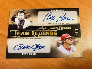 Pete Rose Bob Boone 2016 Leaf Team Legends Sports Heroes Auto Jersey# 8/25 - Picture 1 of 2